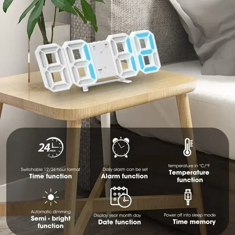Purchase Products Clock 3D LED Digital Alarm Clock Wall Clock Time/date/temperature For Home/kitchen/office Clocks Decor Garden - 2