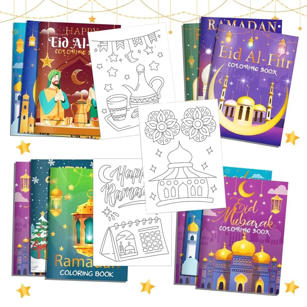 16PCS Ramadan Eid Mubarak Party Mini Coloring Book Graffiti Painting Book for Muslim Party Supplies - 6