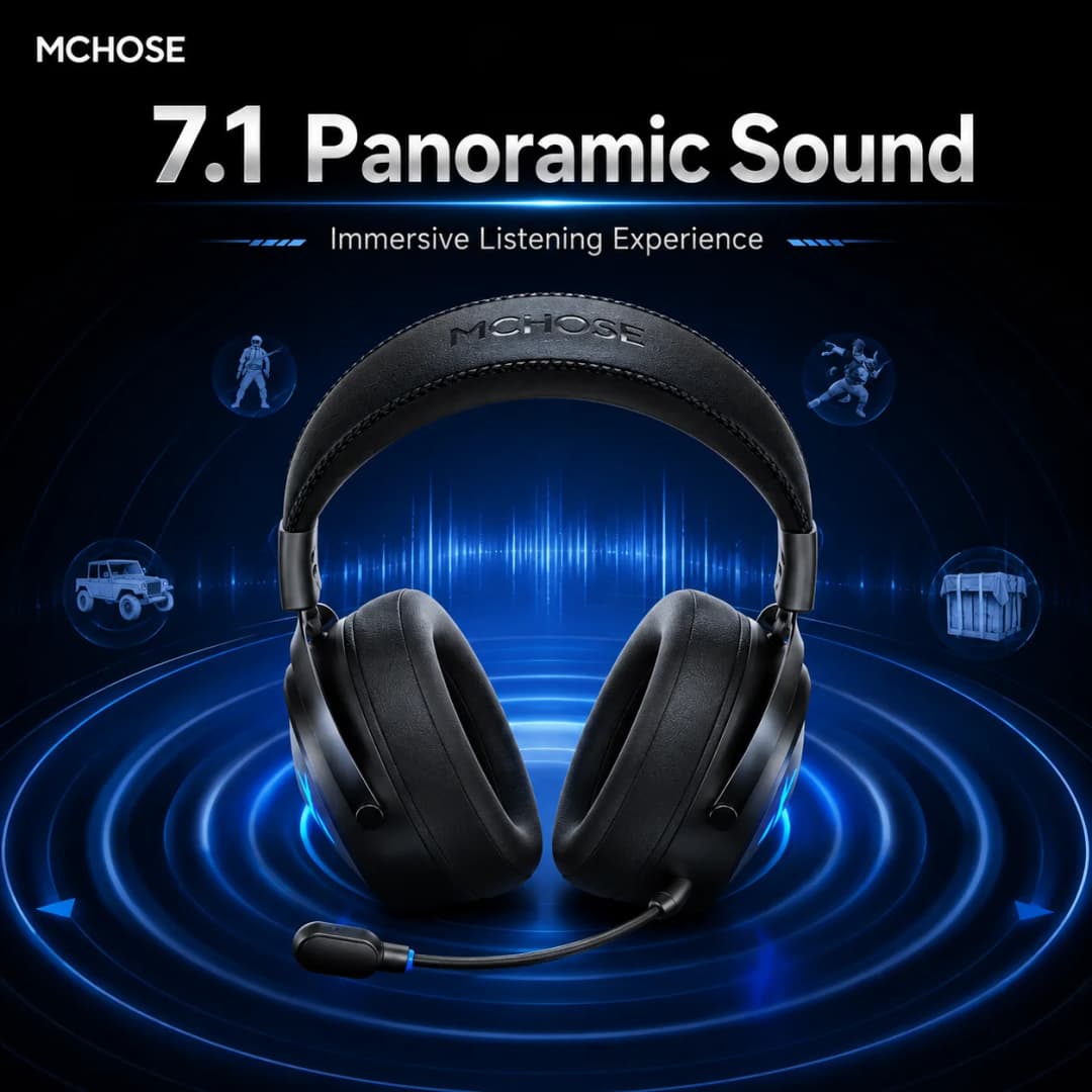 MCHOSE X9 Tri-Mode Wireless Gaming Headset, 7.1 Surround Sound Low Latency ANC Mic Over-Ear Headphones for PC - 2