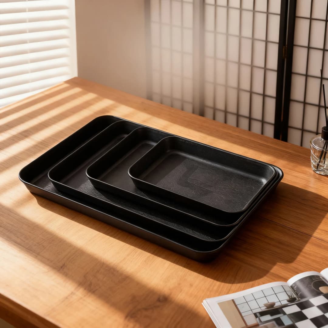 صينية تخزين بلاستيكية عميقة متعددة الوظائف صينية فاكهة مستطيلة طبق كعك وحلويات منظم مطبخ صينية تقديم طعام