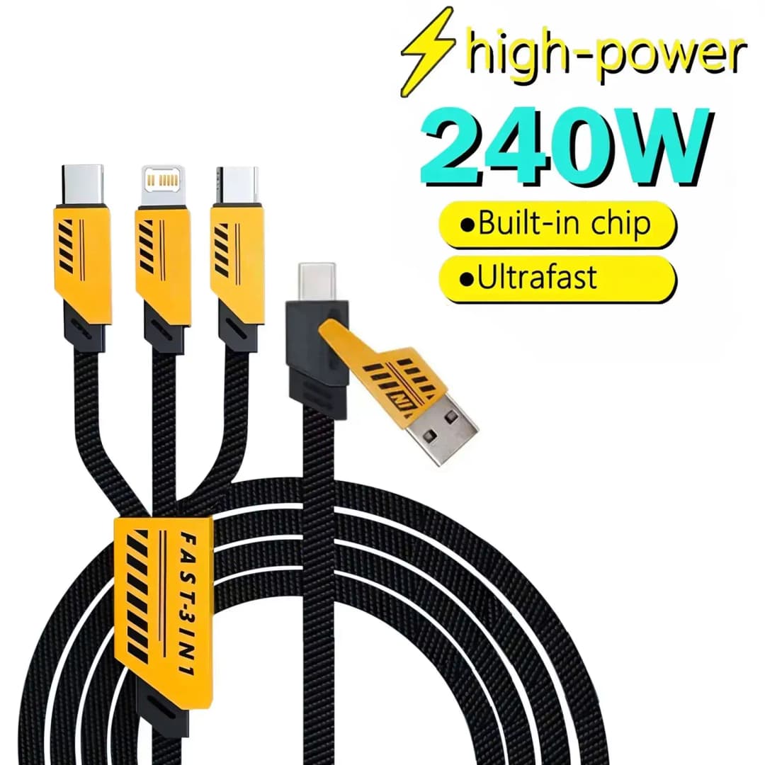 3 In 2 240W Fast Charging Cord For Micro USB Type C Charger Cable 1.2m Multi Usb Port Multiple Usb Charg Cord For iphone huawei