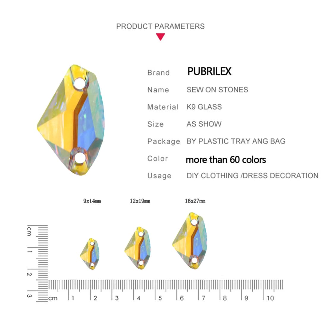 Pubrilex Galactic Shape Sew On Rhinestones Crystal Glass Flatback Chamfered Rhinestone Sewing Strass for Garment Decoration - 3
