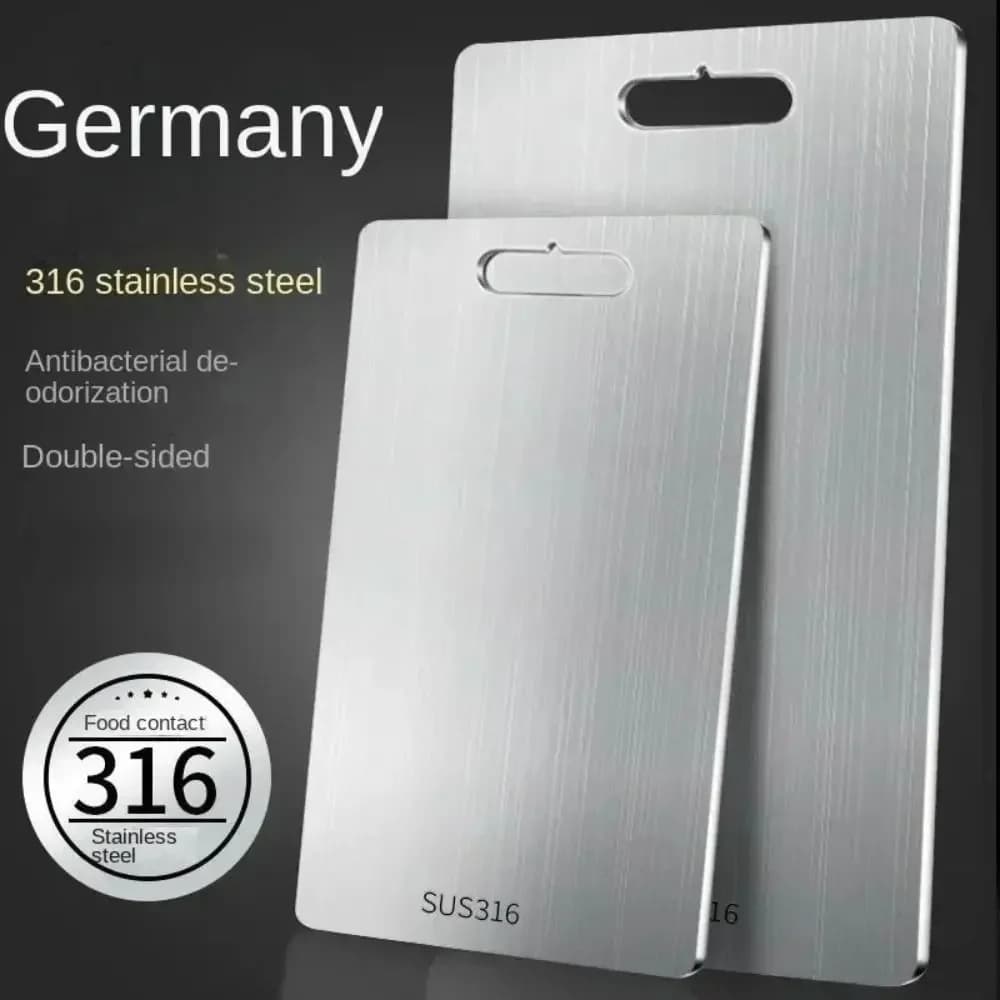 لوح تقطيع جديد للمطبخ من الفولاذ المقاوم للصدأ 316، لوح سميك مزدوج الوجهين لتقطيع الفواكه واللحوم