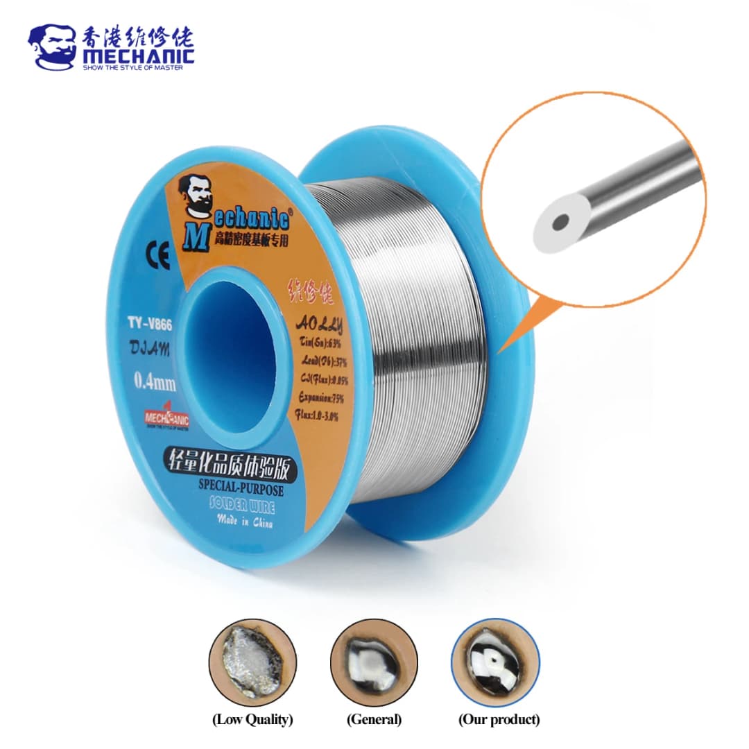 MECHANIC TY-V866 40g Mild Rosin Core 183℃ Melting Point 0.2-0.8mm High Purity Environmental Solder Wire Welding Flux Iron Cable - 3