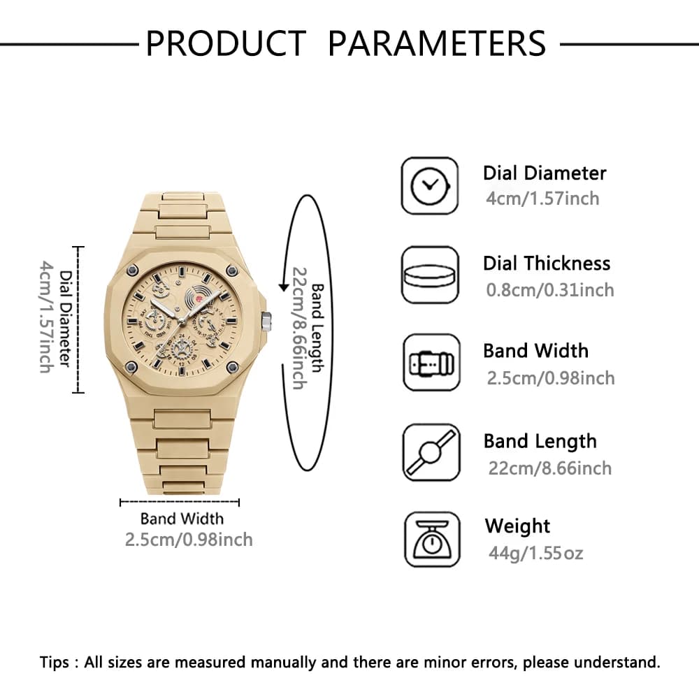 Five-piece business-style set, featuring elegant gold watches and rings arranged on a dark leather background, highlighting a se - 6