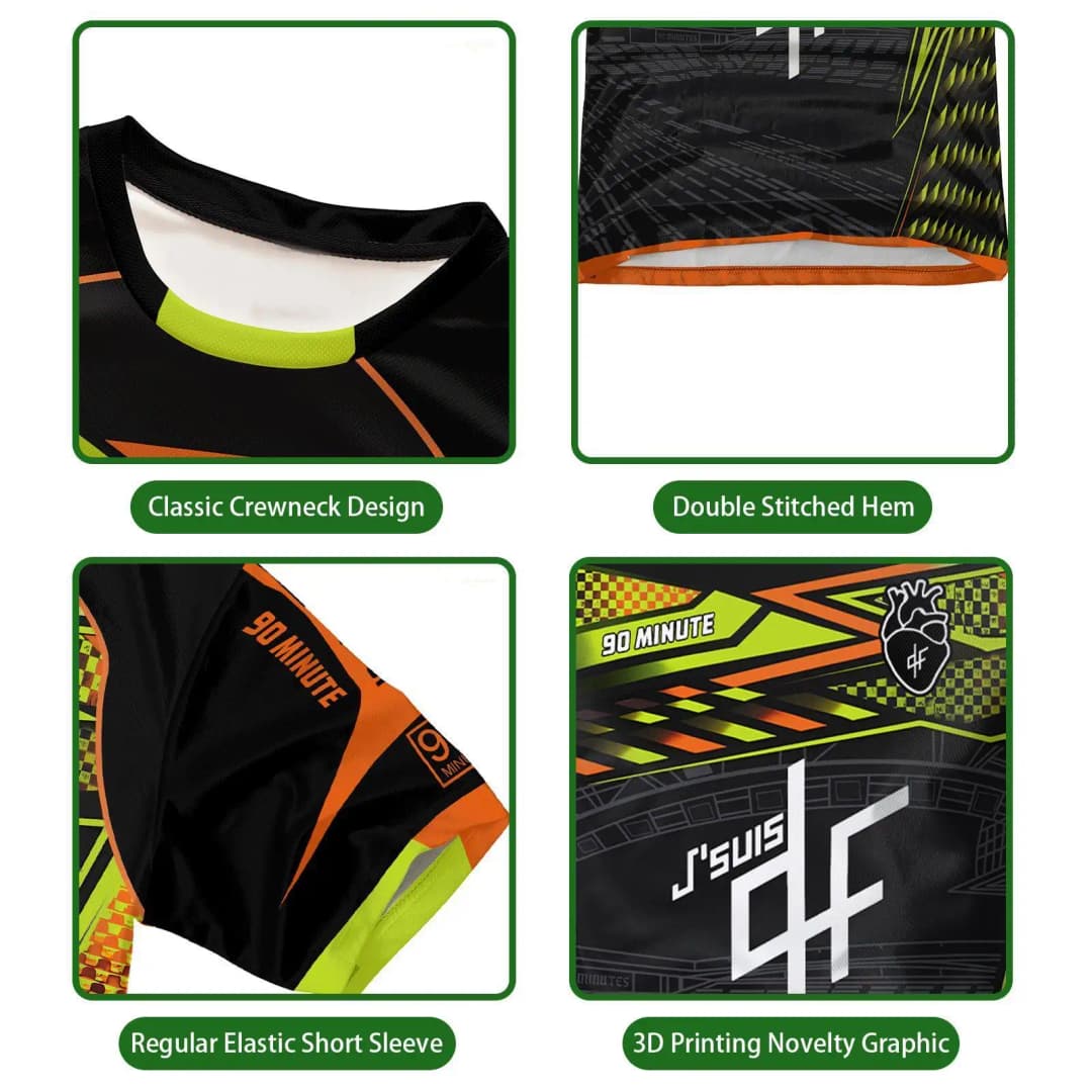 تي شيرت تدريب كرة قدم مطبوع PNL J'suis QLF، مناسب للرجال والنساء والأطفال، أكمام قصيرة - 6