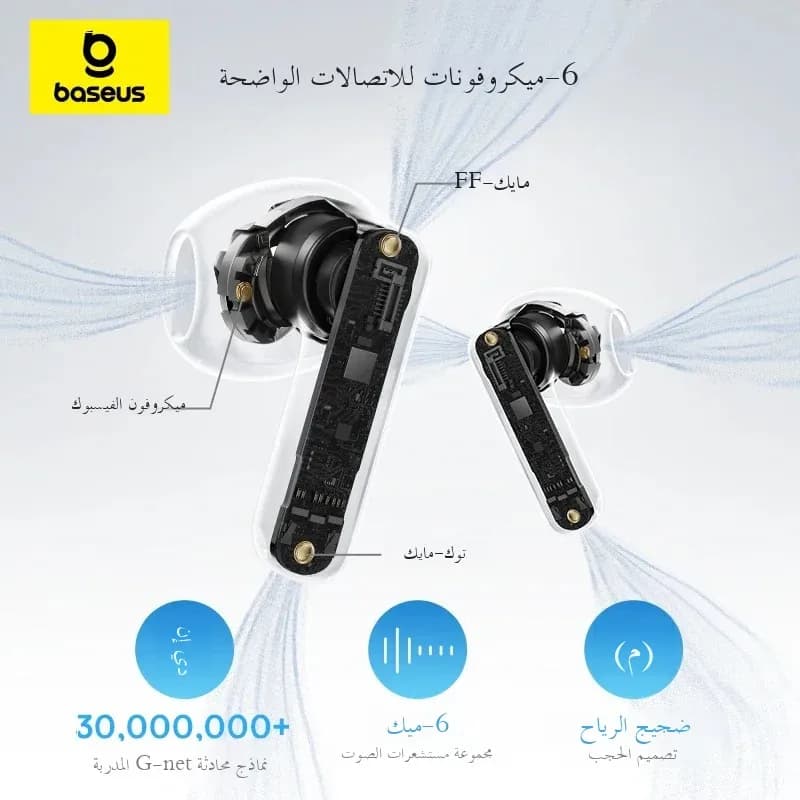 سماعات أذن لاسلكية بيسوس باس BS1 NC -40dB تكيف في الوقت الفعلي ANC بلوتوث 6.0 سماعات أذن شبه مفتوحة LDAC صوت عالي الدقة 6 ميكروفون AI ENC - 3