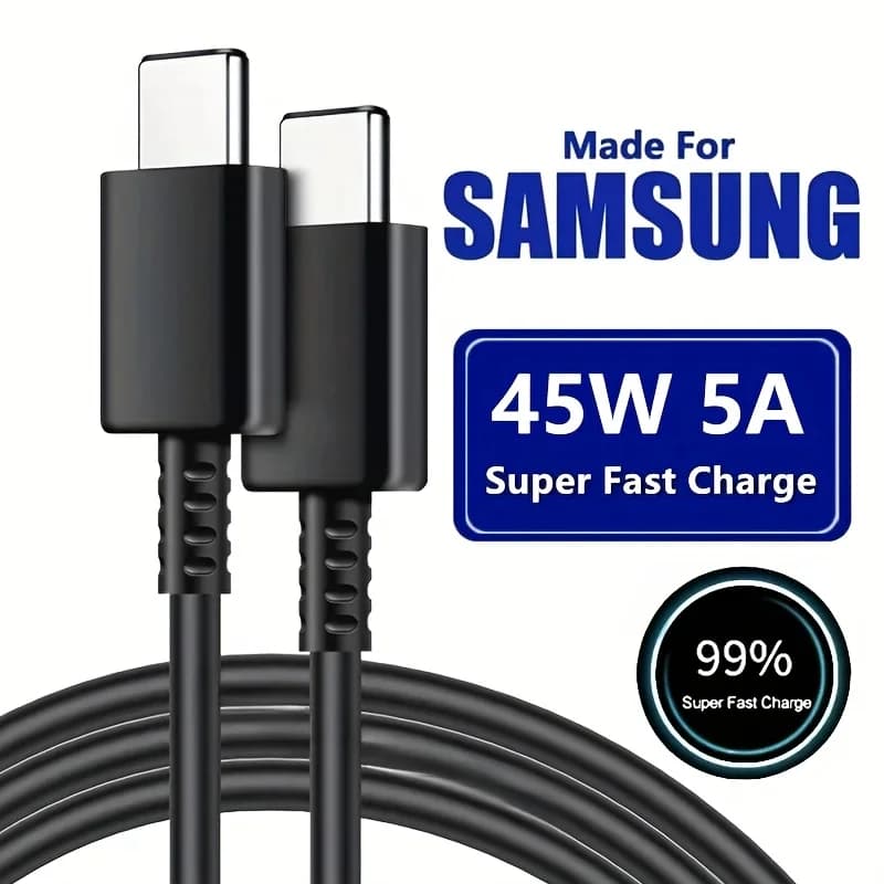 كابل شحن سريع جداً 5A PD 45W ثنائي USB C لهواتف سامسونج S22 S23 S24 بلس نوت 20 ألترا A53 A54 A55 كابل بيانات شحن سريع 2 متر