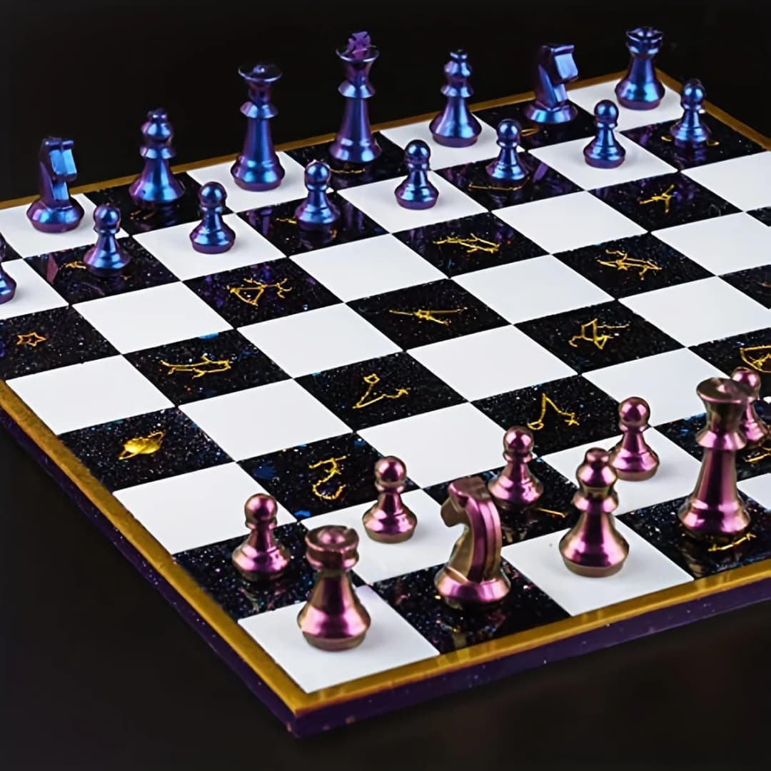 قالب شطرنج لصب الراتنج، لوح 12.4 بوصة من السيليكون الناعم لصنع الحرف اليدوية ثلاثية الأبعاد - 6