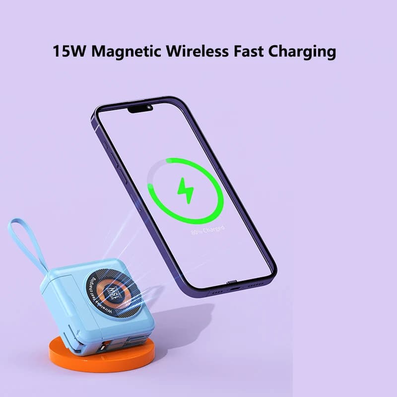 بنك طاقة Magsafe 20000 مللي أمبير، كابل قابل للإزالة، شاحن جداري 22.5 واط، مناسب لـ iPhone وXiaomi وSamsung - 4