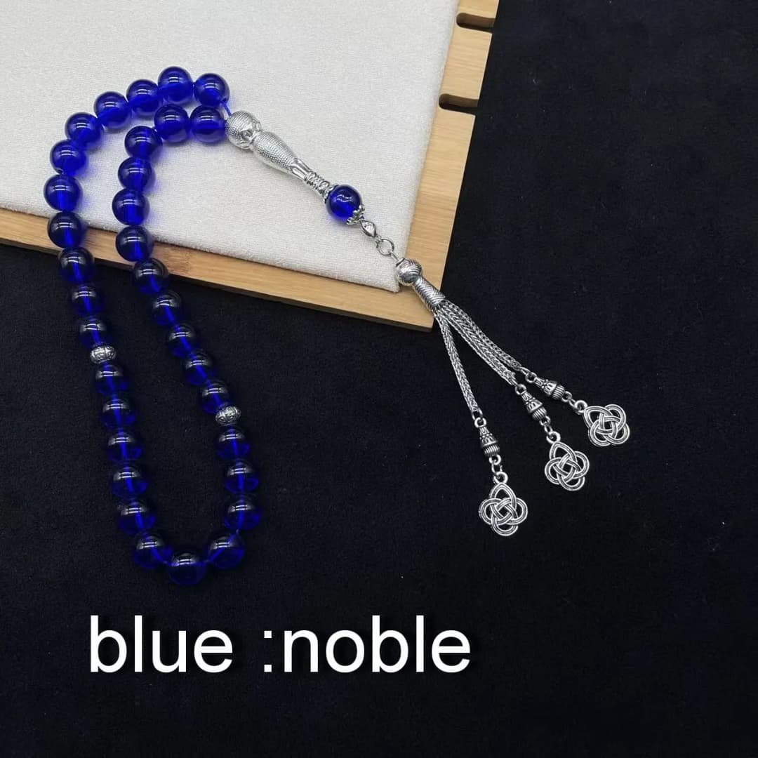 33 قطعة مسبحة زجاجية خزفية 10 ملم مسبحة صلاة إسلامية قلادة شرابة للشرق الأوسط والإمارات ودبي - 3