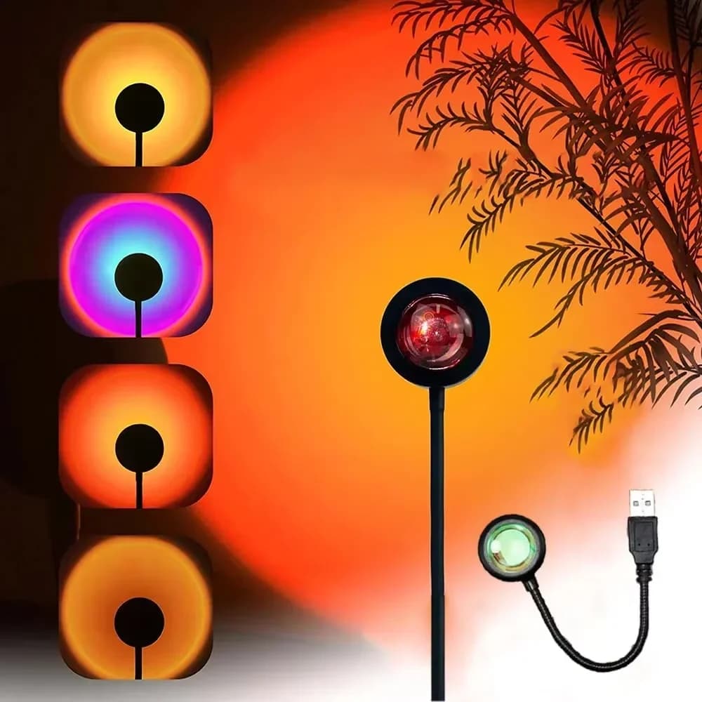 إضاءة غروب الشمس USB مصباح ليلي LED قوس قزح جهاز عرض إضاءة جدارية للتصوير لغرف النوم ديكور منزلي هدية إضاءة احتفالية