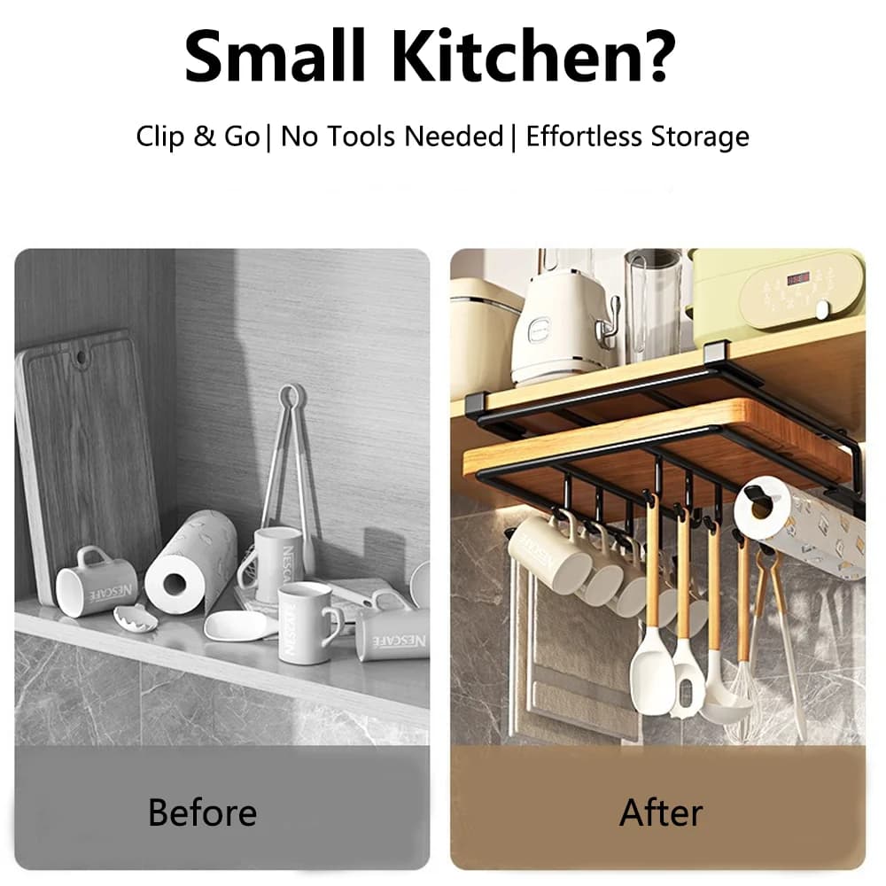 رف منظم معلق للمطبخ مع خطافات، حامل مناشف ورقية تحت الخزانة، حامل غطاء قدر، رف تخزين - 3