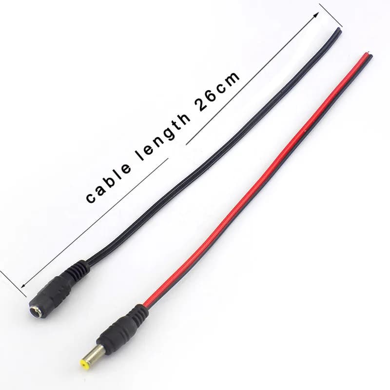 12V DC Extension Connectors Male Female jack Cable Adapter Plug Power Supply 5.5x2.1mm LED Strip Light CCTV Camera 26cm Length - 2