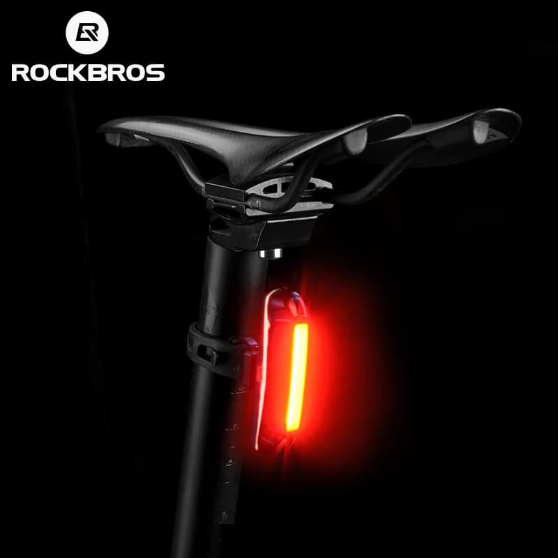 ضوء خلفي للدراجة من ROCKBROS، مقاوم للماء، ضوء LED، قابل لإعادة الشحن عبر USB، ضوء خلفي للسلامة، إضاءة تحذير للركوب، ضوء سرج دراجة