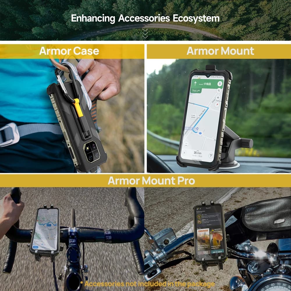 هاتف Ulefone Armor 22 المتين، 16 جيجابايت (8 جيجابايت + 8 جيجابايت) رام، 128 جيجابايت/256 جيجابايت روم، أندرويد 14، NFC، كاميرا 64 ميجابكسل للرؤية الليلية، هاتف محمول 4G - 5