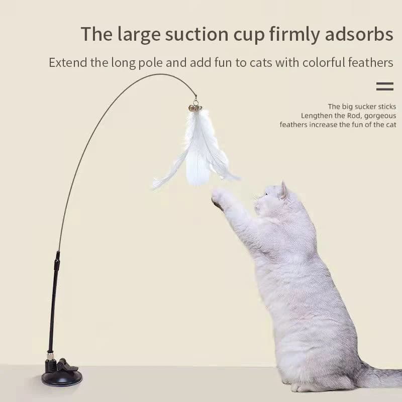 Interactive Cat Toy Handfree Cat Stick Playing Kitten Playing Teaser Wand Toy Suction Cup Bird/Feather Cat Wand Pet Supplies - 6