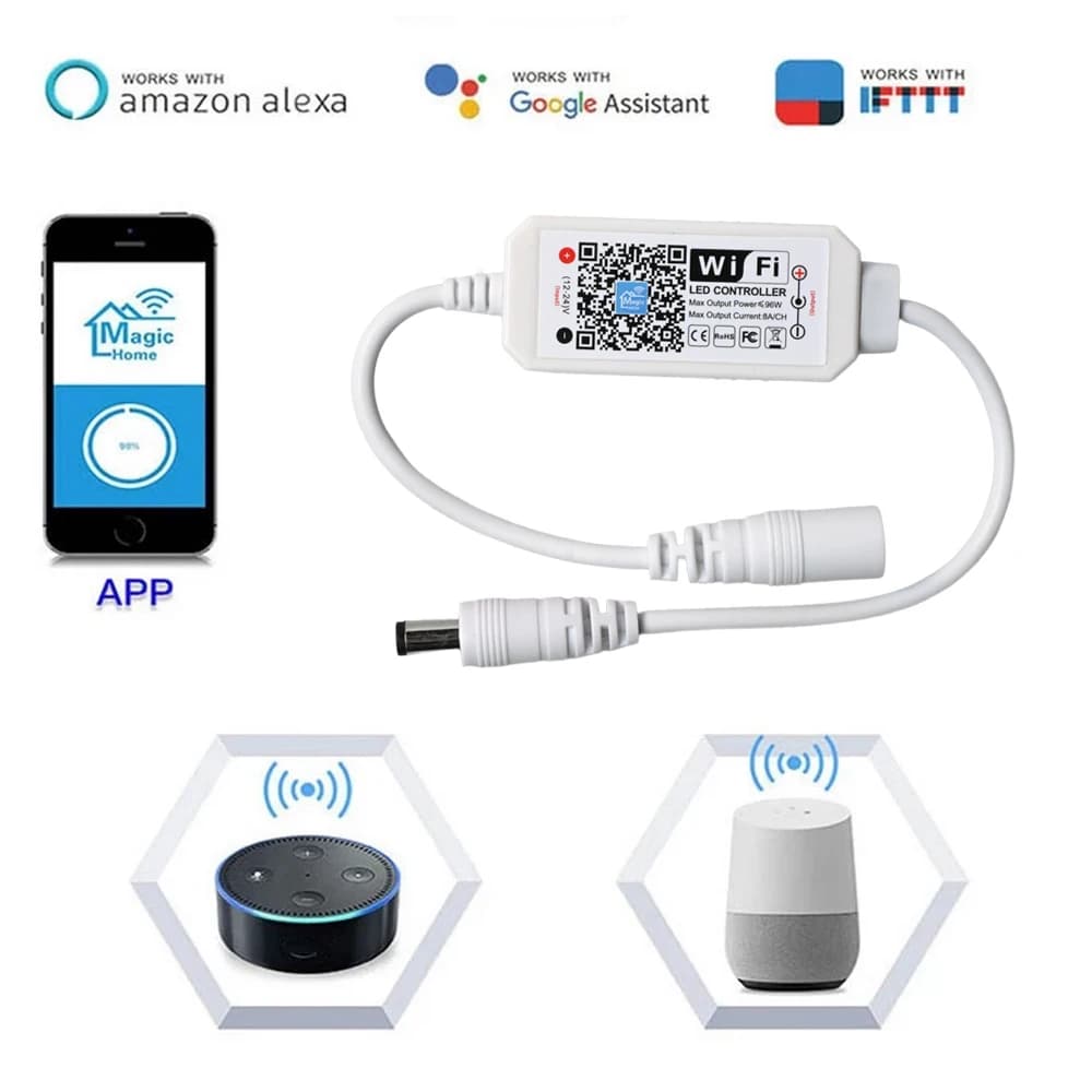 LED Smart WiFi Controller DC 12V 24V Dimmer MAGIC APP Voice Remote Control Dimming For COB 2835 Single Color LED Strip Lights - 5