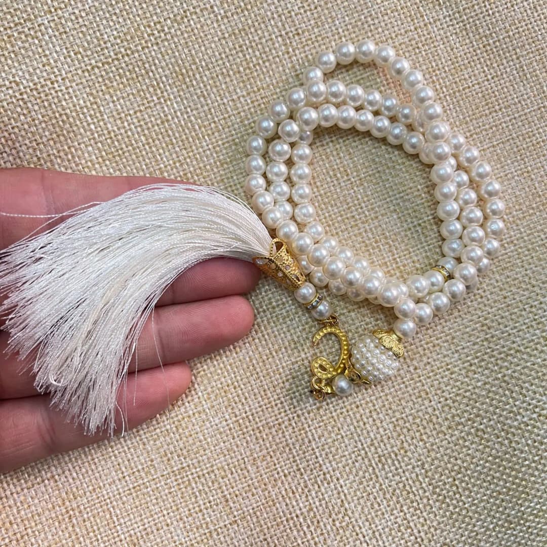 جديد لؤلؤ زجاجي شرابة تركية نمط مسلم مسبحة إسلامية سبحة صلاة سوار هدية للنساء مجوهرات اكسسوارات 6 مم 99 قطعة - 6