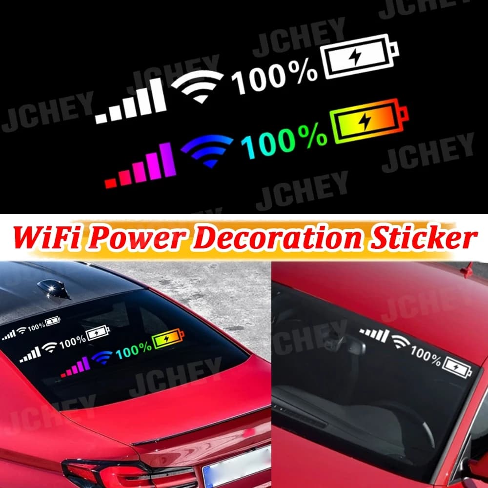 Car Windshield Stickers Signal WiFi Power Reflective Sticker On Car Personality Stickers Automobile Exterior Trim Accessories