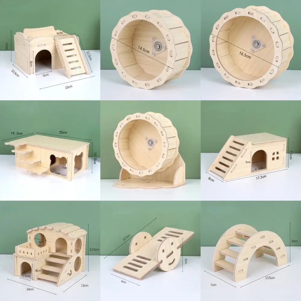 New Wooden Hamster Villa Chewable Durable Seesaw Swing Cage Accessories Easy to Install Hamster Climb Toy Pet Supplies - 6