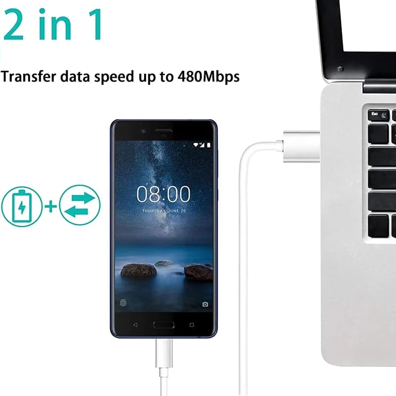 كابل شحن سريع 2.4A 1M TPE Type C USB A كابل بيانات شاحن لسامسونج شاومي هواوي الهاتف المحمول الهاتف الذكي USB-C سلك سريع - 2