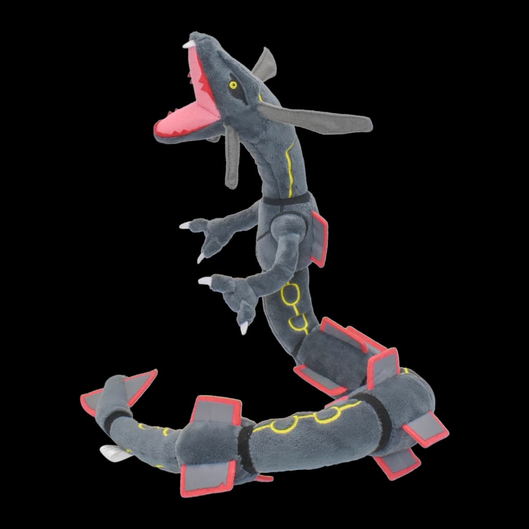 Shiny Rayquaza Plush Toys Stuffed Animal Game for Collectible Gift,Soft Plushies,Cute Cartoon Character Black 12 Inch