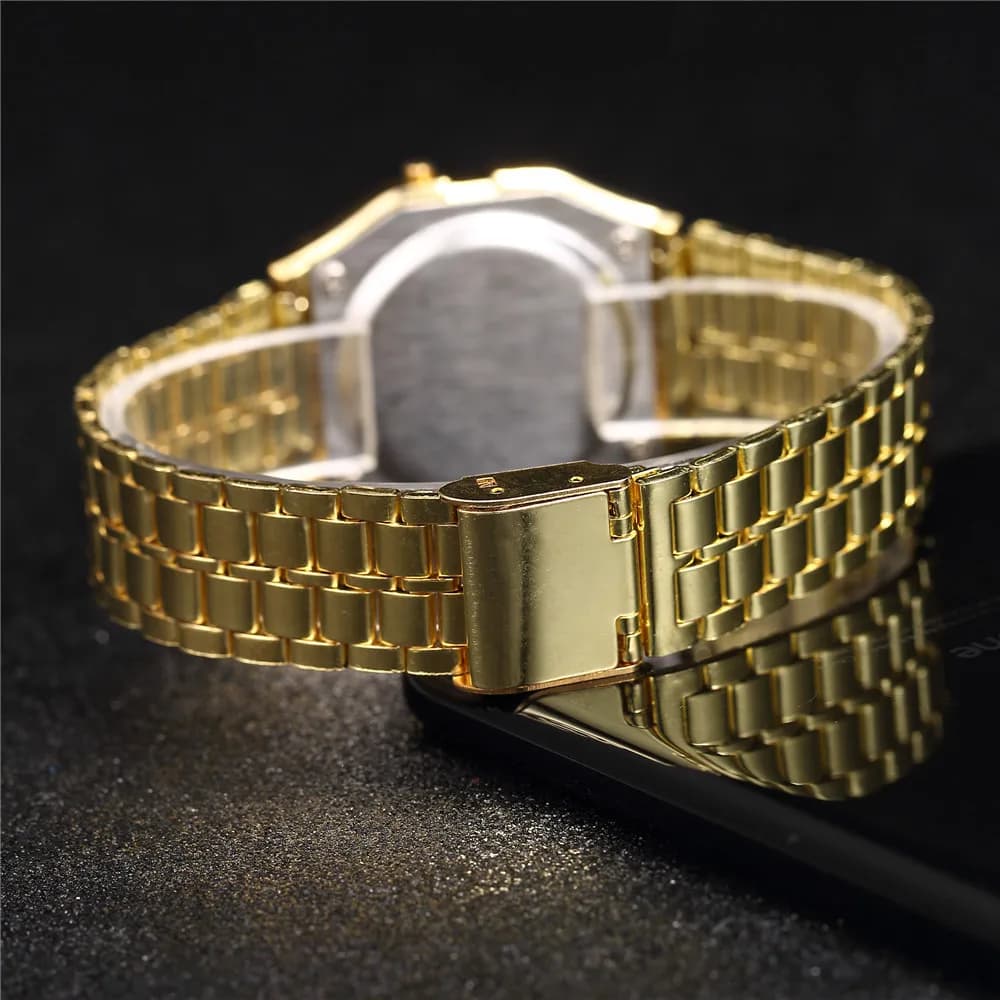 Elegant Digital Watch For Women Gold Silver Stainless Steel Business Ladies Electronic Wrist Watches Man Clock Zegarek Damski - 3