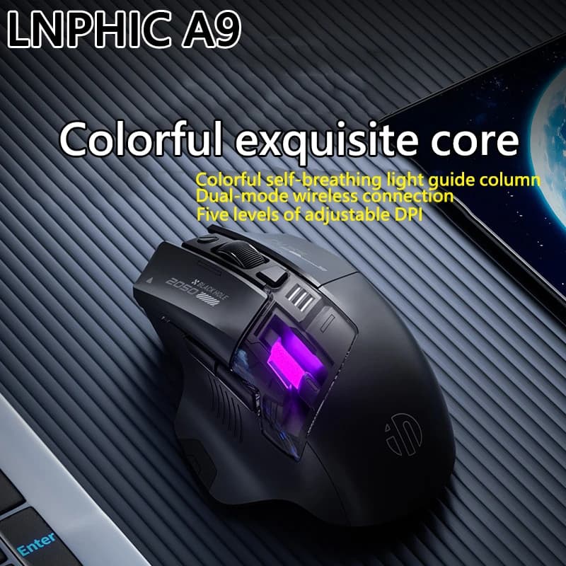 Inphic A9 Explorer V2 Wireless Gaming Mouse 500mA Battery Level Display Ergonomics Bluetooth Office Mouse For PC Laptop - 3