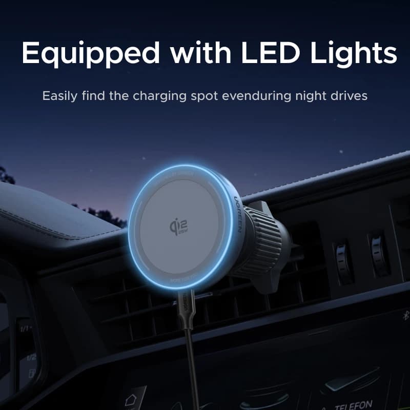 يو جرين، حامل مغناطيسي للهاتف في السيارة مع شاحن لاسلكي 25 واط و15 واط، متوافق مع هواتف آيفون 17 و16 و15 برو ماكس وشاحن ماج سيف للسيارة - 4