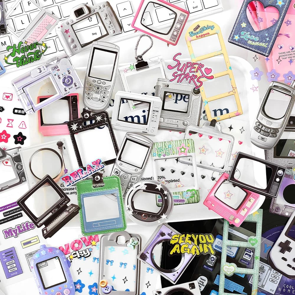 15 قطعة ملصقات الذاكرة الإلكترونية Kawaii Ins حزمة المواد DIY بها بنفسك مذكرات جراب هاتف اليدوية سجل القصاصات ملصقات القرطاسية الجمالية - 2