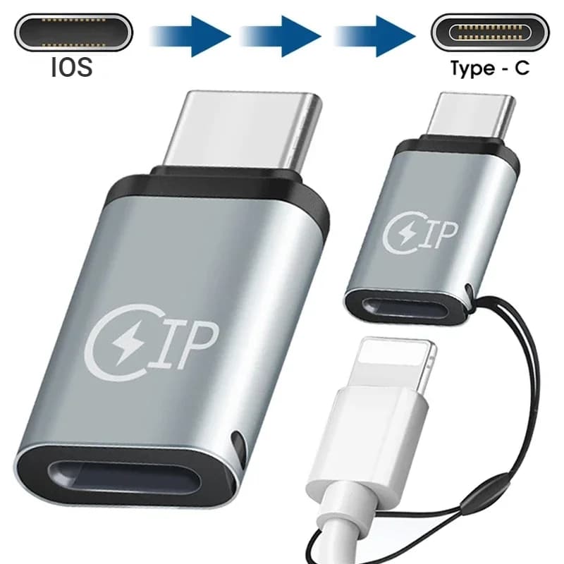 محول شحن من نوع C إلى Lightning أنثى إلى USB C ذكر، متوافق مع أجهزة iOS وAndroid للشحن السريع
