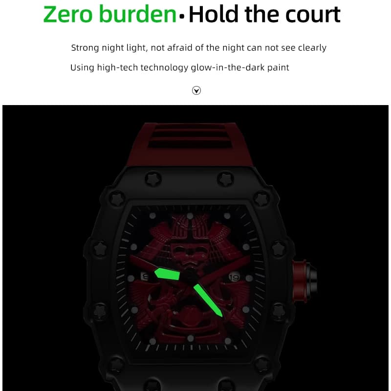 ساعة رجالية على شكل برميل، مضيئة، مقاومة للماء، حزام سيليكون، تقويم، رياضية، جديدة - 4