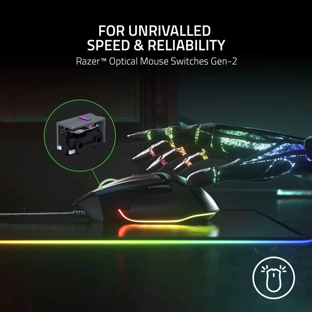 ماوس Razer Basilisk V3 مريح للألعاب أسرع ماوس ألعاب مفتاح Chroma RGB مستشعر بصري 26K DPI 11 زر قابل للبرمجة - 6