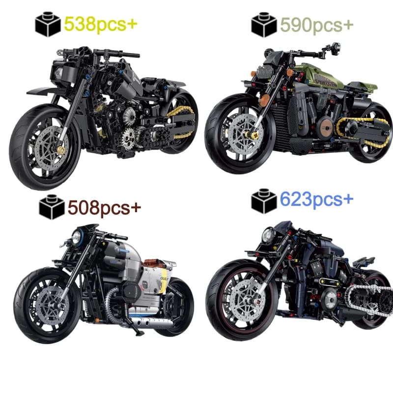1:8 Motorcycle Building Blocks Sets Racing Retro Motorbike Racer Bricks Technical DIY tabletop decorations Toys for Kid Adult