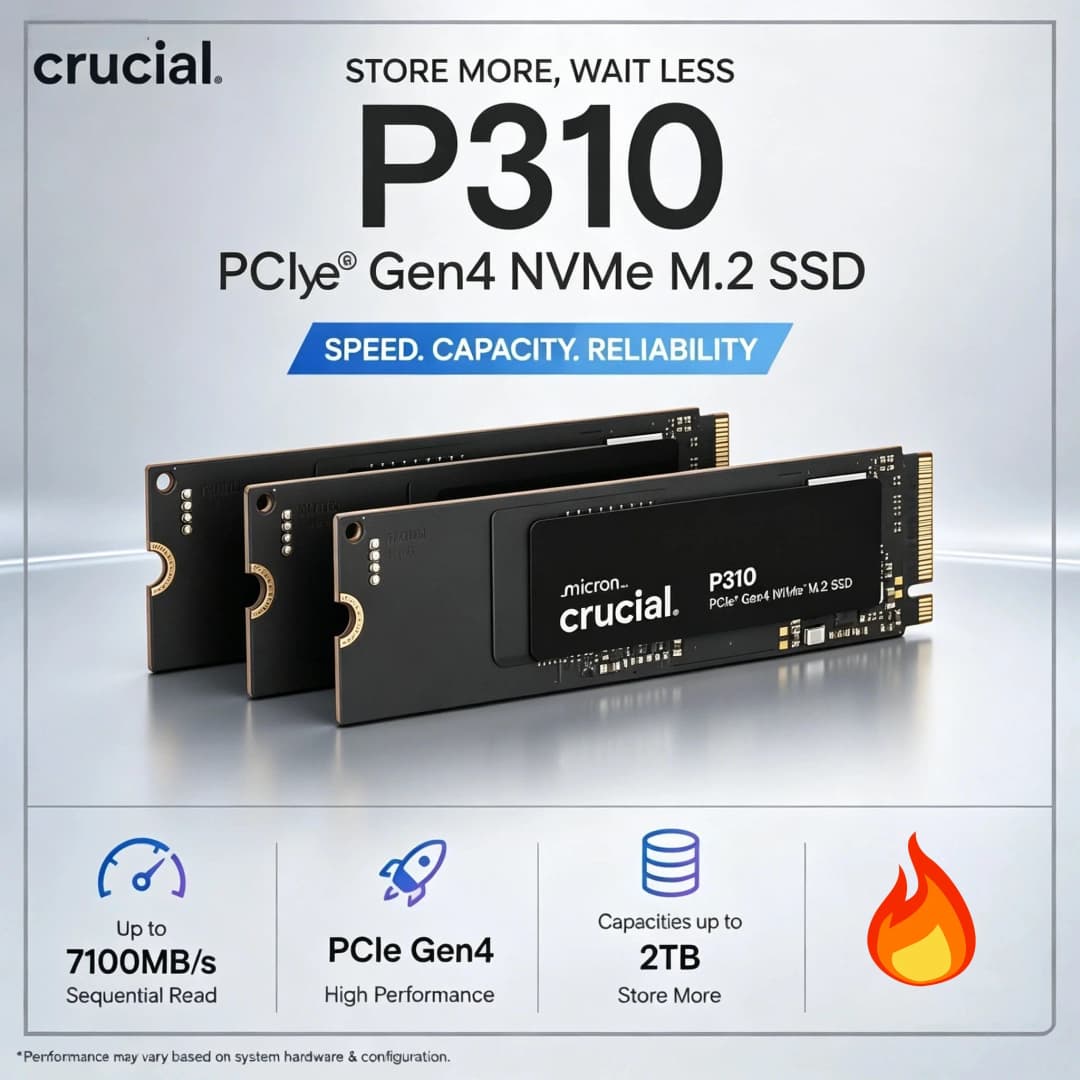 Crucial P310 1TB 2TB 2280 PCIe Gen4 3D NAND NVMe M.2 SSD Up to 7100 MB/s Internal Solid State Drive PC OEM Package Pro