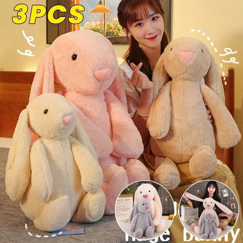 35cm Stuffed Long Ear Rabbit Soft Plush Toy Cute Bunny Cartoon Animal Sleeping Doll Kids Baby Soothing Doll Birthday Easter Gift - 2