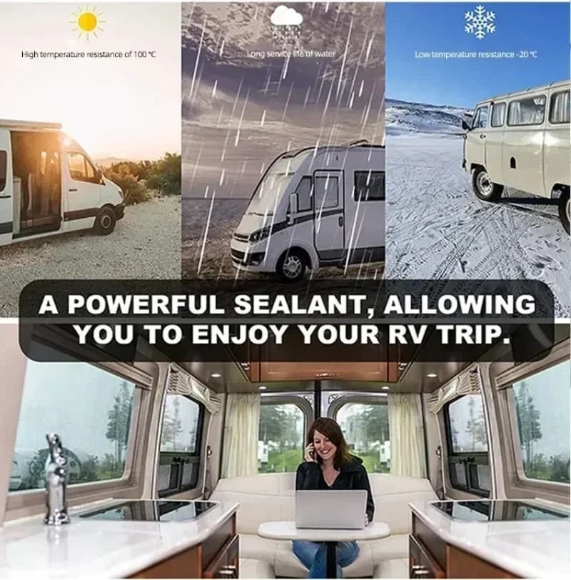 شريط عازل أبيض احترافي لسقف المركبات الترفيهية - إصلاح مقاوم للماء عالي الجودة لتسرب سقف المقطورة، وأنظمة الألواح الشمسية، والكامبير، والقوارب - 4