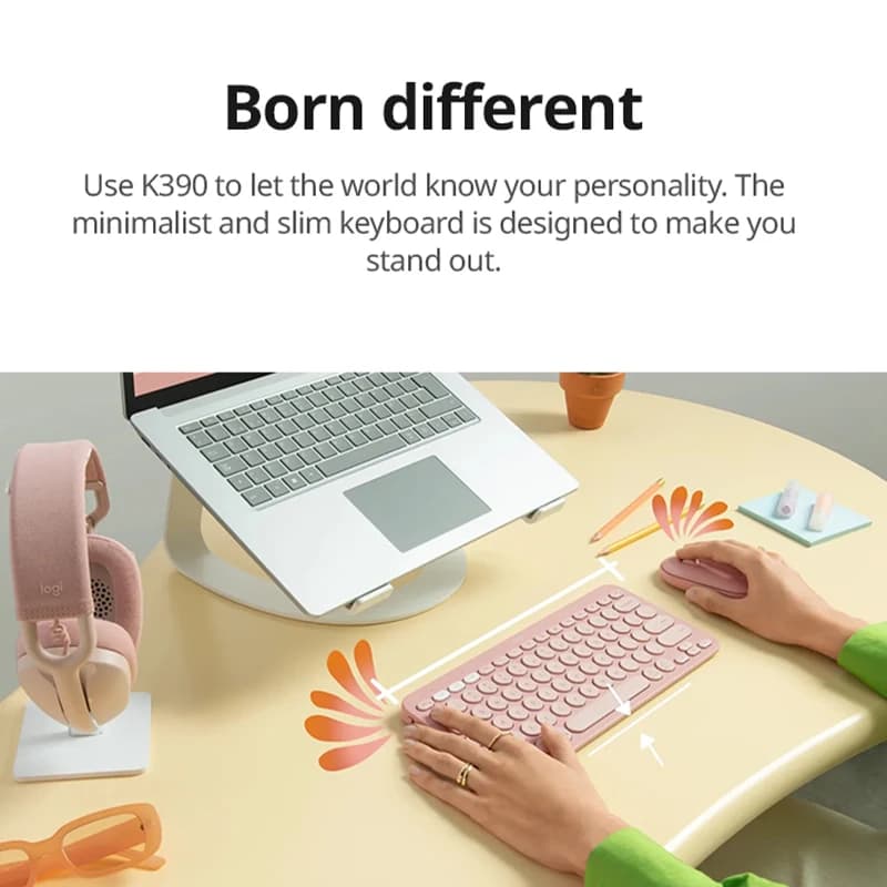 لوحة مفاتيح لاسلكية رقيقة وصامتة Logitech Pebble Keys 2 K390، بلوتوث متعدد الأجهزة، متوافقة مع الكمبيوتر واللاب توب والآيباد والماك والهاتف - 3