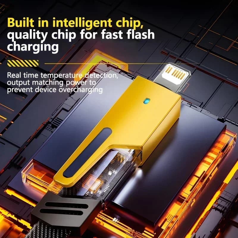 شاحن Mecha السريع 4 في 1 - كابل PD 27W/65W USB-C لهواتف iPhone 15، وSamsung وXiaomi (مزامنة بيانات الشحن السريع) - 3