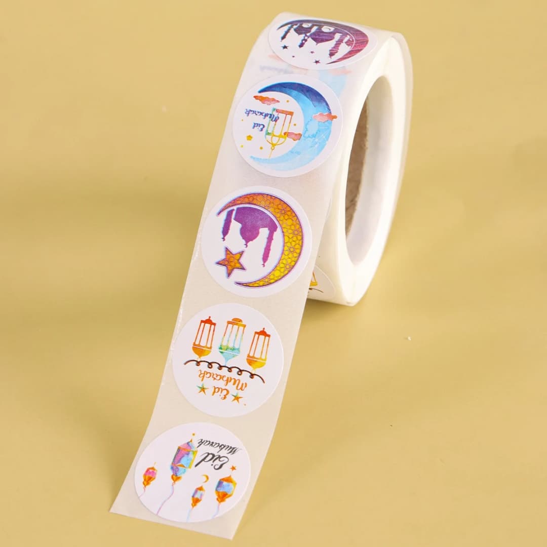 500PCS Eid Mubarak Stickers Moon Castle Paper Stickers Ramadan Kareem 2026 Muslim Islamic Party Decor DIY Gift Wrapping Supplies - 3