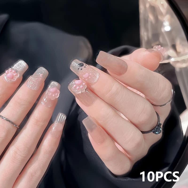 10/5Pcs Cat Paw Nail Charm Resin Cartoon Manicure Ornaments Mini 3D Nail Art Decoration - 2