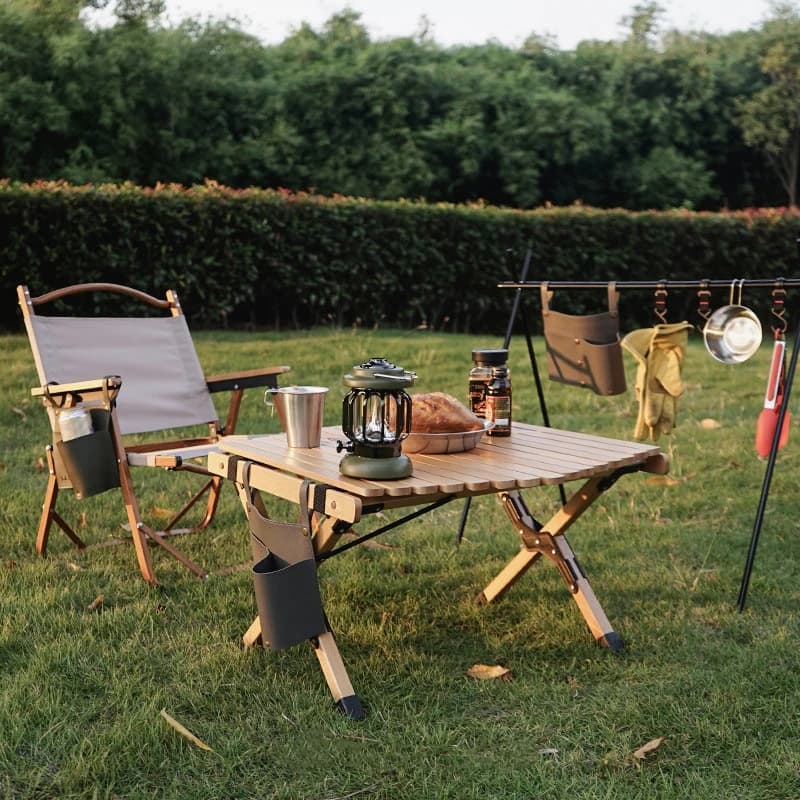 حقيبة تخزين كرسي تخييم خارجي، حقيبة شبكية معلقة جانبية للطاولة القابلة للطي، جيب معلق محمول لرف التخييم - 4