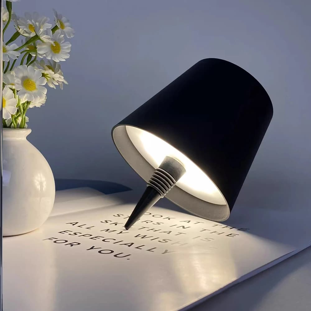 مصباح طاولة LED مصباح زجاجة نبيذ لاسلكي إضاءة طاولة قابلة للشحن عبر USB تحكم باللمس خافت للإضاءة لديكور بار نادي مقهى
