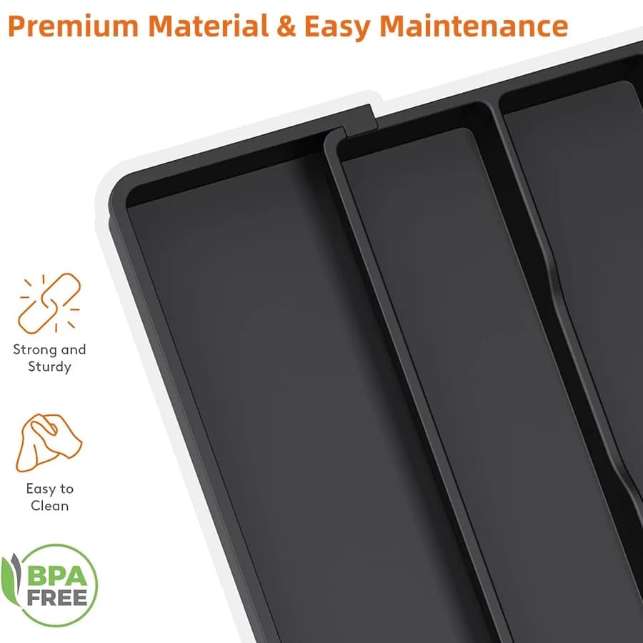 Expandable Cooking Utensil Tray Utensil Organizer for Kitchen Drawers Adjustable Cutlery Silverware Flatware Holder Kitchen Tool - 4