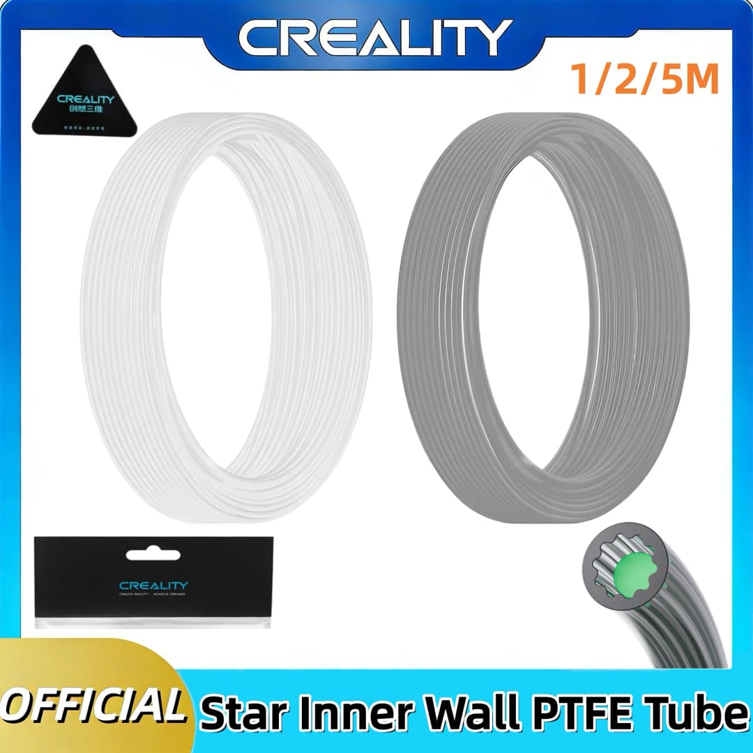 Creality Upgraded Low-Resistance PTFE Tube Up to 260°C(1/2/5M) – Star-Shaped Channel for Ultra-Smooth Flow, 30% Less Resistance