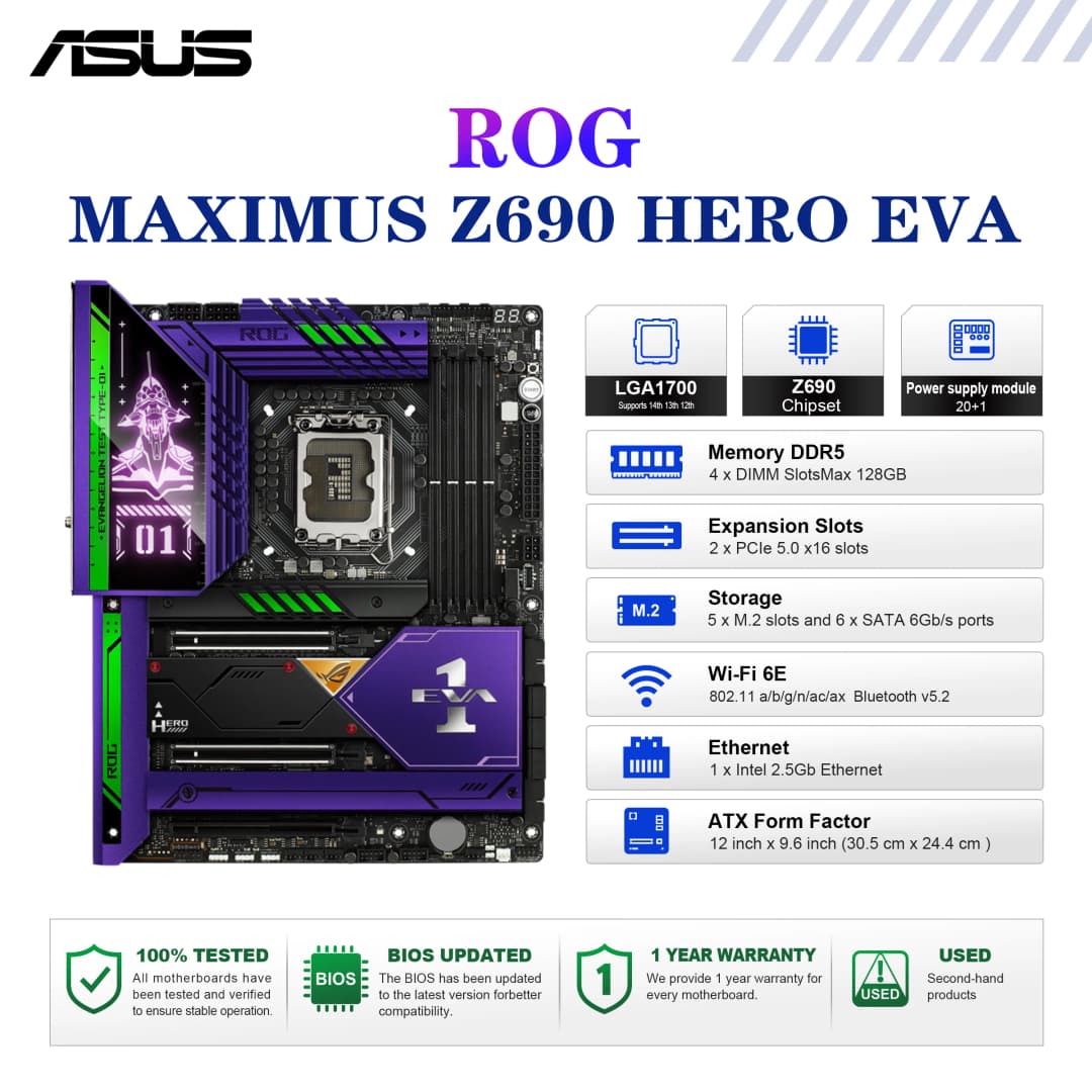 لوحة أم ASUS ROG MAXIMUS Z690 HERO EVA مقبس LGA1700 معالج DDR4 6400+(O.C) ذاكرة مجموعة شرائح Z690 لوحة رئيسية ATX