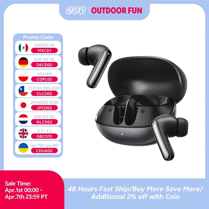 سماعة أذن بلوتوث لاسلكية QCY Melobuds N20 BH25HT20A إصدار 6.0 - عزل ضوضاء متكيف -50dB، مشغلات 13 ملم، 6 ميكروفونات، مكالمات عالية الدقة، عمر بطارية 40 ساعة