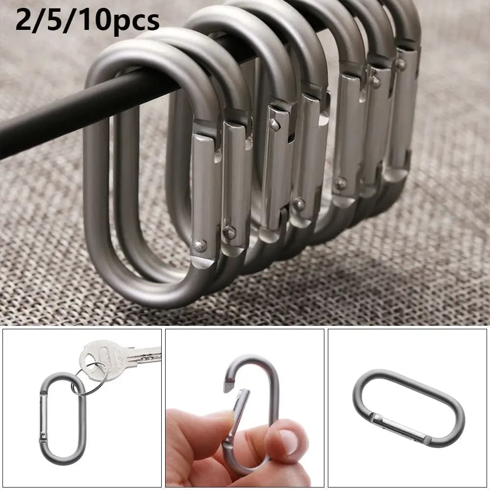 2/5/10pcs Survival Gear Camping Hiking Outdoor tool Camp Mountaineering Hook Buckle Keychain Travel Kit Climing Carabiner - 4