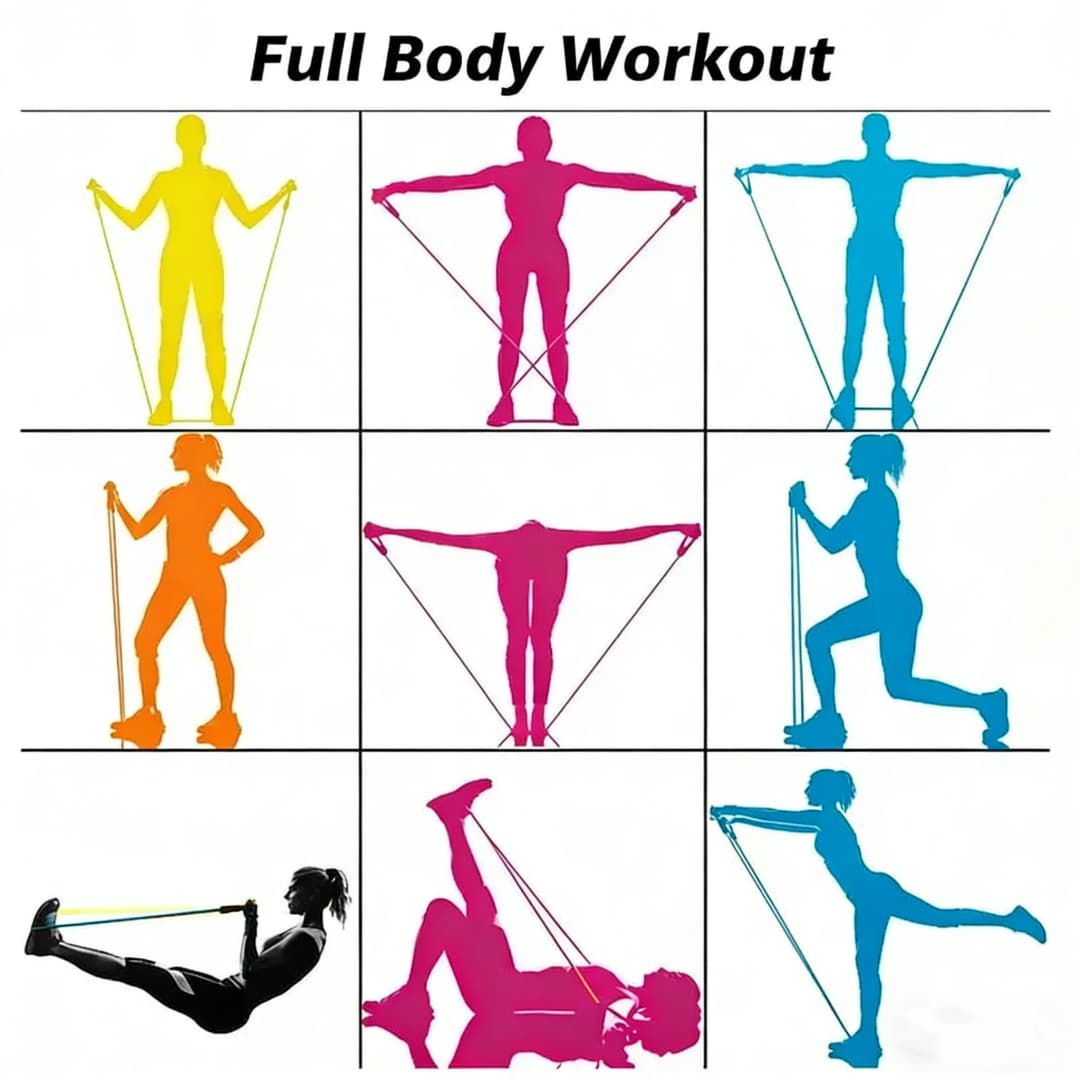 11 قطعة/مجموعة حبل سحب، أربطة مقاومة، معدات لياقة محمولة، حزام كاحل، موسع صدر، رباط تمارين مرن - 4